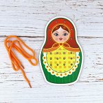 Шнуровка цветная, «Матрешка красно-зеленая», 017123