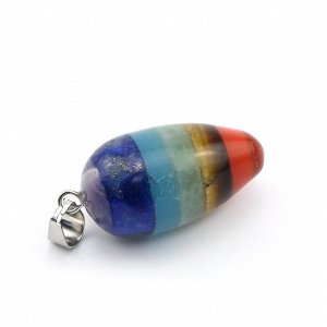 Подвеска Маятник пуля 15*30мм из самоцветов 7 чакр