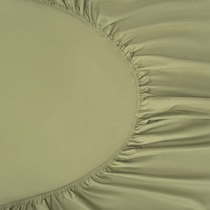 Простыня на резинке из сатина цвета шалфея с брашинг-эффектом из коллекции Essential, 160х200х30 см