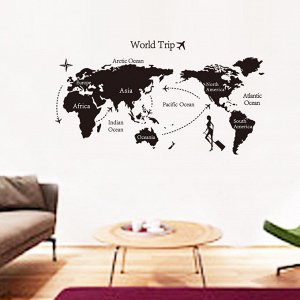Наклейка "Карта мира - План перелета"