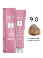 Tefia Краска для волос перманентная 9.8 очень светлый блондин шоколад стойкая Tefia COLOR CREATS 60 мл Тефия