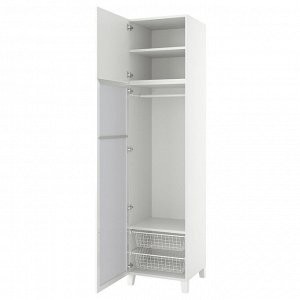 PLATSA, шкаф-купе с 2 дверцами, белое зеркальное стекло STRAUMEN /FONNES white, 60x57x251 см
