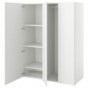 PLATSA, шкаф-купе с 3 дверцами, белый/Fonnes white, 140x57x181 см