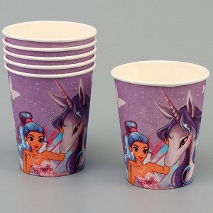 Набор бумажной посуды «Единорог и принцесса»: 6 тарелок, 6 стаканов
