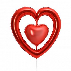 Шар фольгированный 40" «Сердце в сердце», цвет красный
