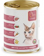 Clan CLASSIC Паштет для взрослых кошек, мясное ассорти с птицей, брусникой и морковью, ж/б 340 гр 1/9