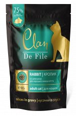 CLAN De File Пауч кусочки в соусе для кошек, Кролик со шпинатом, 85 гр 1/14