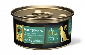 CLAN De File Кролик в желе с экстратом юкки и льняным маслом для взрослых собак всех пород, 100 гр 1/8