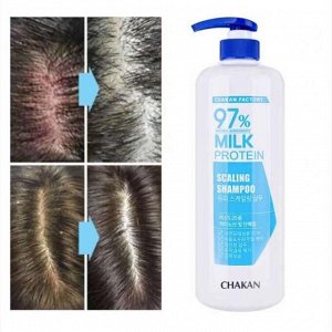 Chakan Шампунь для волос глубокой очистки с молочными протеинами Shampoo Scaling Milk Protein 97%, 1000 мл