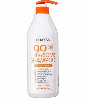 Chakan Шампунь для волос увлажняющий Медовая бомба Shampoo Honey Bomb 90%, 1000 мл