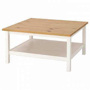 HEMNES, журнальный столик, белое пятно / светло-коричневый, 90x90 см