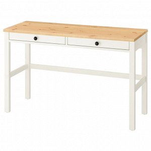 HEMNES, письменный стол с 2 выдвижными ящиками, белое пятно / светло-коричневый, 120x47 см