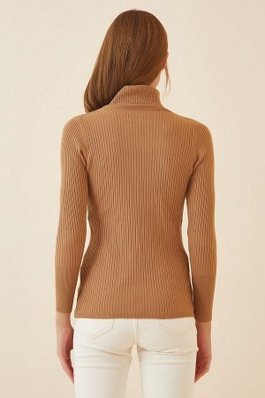 Женский вязаный свитер из лайкры с бисквитным вырезом DD01007