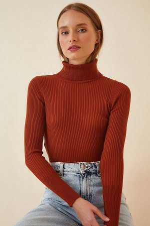 Женский вязаный свитер из лайкры с кирпичным вырезом DD01007