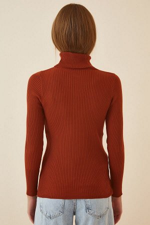 Женский вязаный свитер из лайкры с кирпичным вырезом DD01007