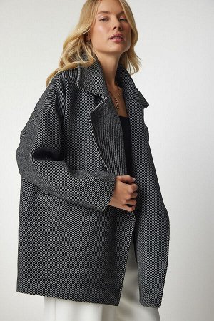 Женское темно-серое кашемировое пальто с эффектом шерсти TO00077