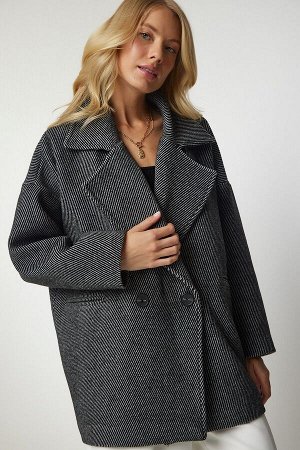 Женское темно-серое кашемировое пальто с эффектом шерсти TO00077