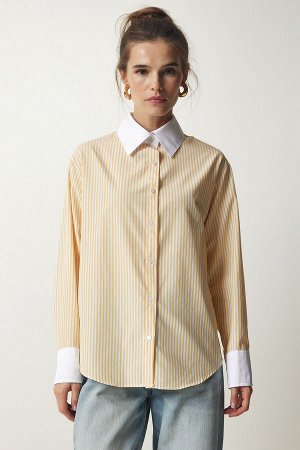 Женская рубашка из поплина в желтую полоску FN03120