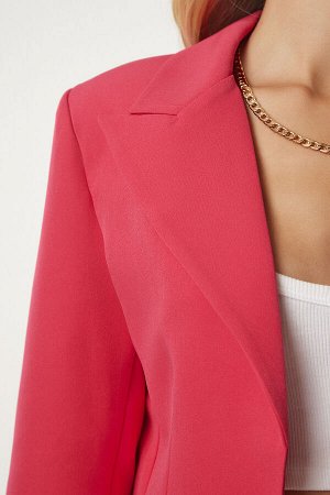 Женский розовый двубортный пиджак с воротником WF00049