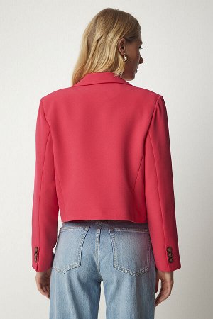 Женский розовый двубортный пиджак с воротником WF00049