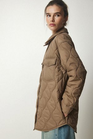 Женское стеганое пальто оверсайз из норки с карманами dz00090 DZ00090