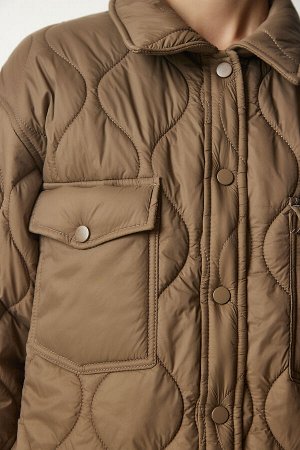 Женское стеганое пальто оверсайз из норки с карманами dz00090 DZ00090