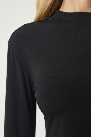 Женская черная экрю с высоким воротником, комплект из 2 укороченных блузок Sandy MC00222