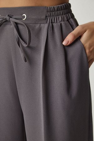 Женские серые спортивные брюки со складками DW00003