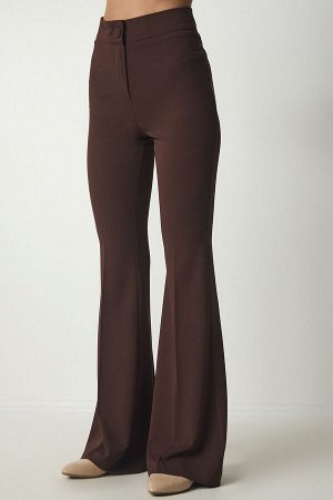 Женские коричневые брюки-клеш MS00012