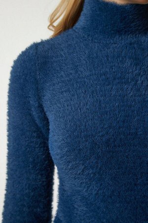 Женская темно-синяя водолазка с бородой и трикотажным свитером NF00071