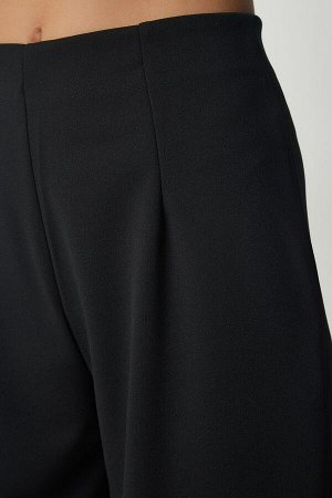 Женские черные удобные тканые брюки-шалвар MS00014