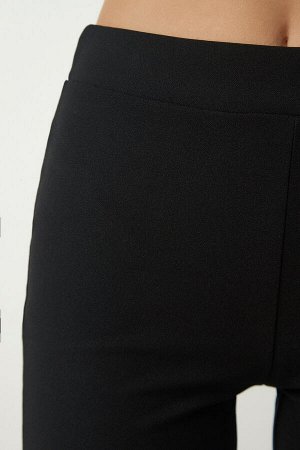 Женские черные тканые брюки-клеш UB00182