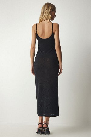 Женское элегантное платье Saran с черными ремешками и блестками UB00172