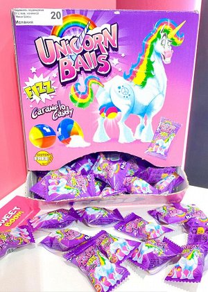 Леденцовая карамель Fini Unicorn Balls / Конфета Фини "Шар Единорога" с порошковой начинкой внутри 5 гр
