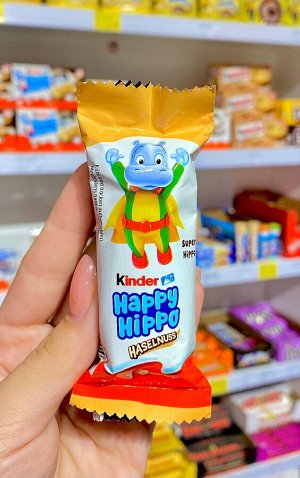 Вафельный батончик Kinder Happy Hippo Hazelnut в виде бегемотика / Киндер Мини Хэппи Хиппо со вкусом ореха  20,7 гр