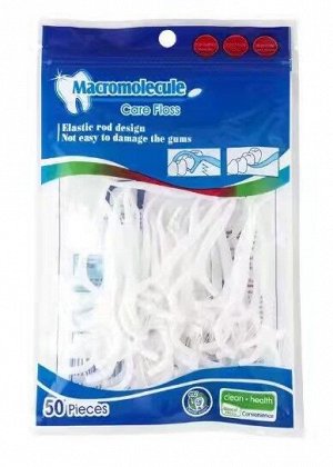 Macromolecule Флосстики - зубочистка с нитью Macromoleccule Care Floss (50 шт)