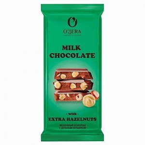 «OZera», шоколад молочный с цельным фундуком Milk & Extra Hazelnut, 90 г