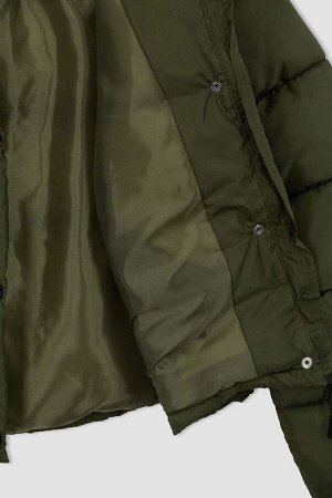 Водоотталкивающая ветрозащитная укороченная куртка-пуховик DeFactoFit стандартного кроя