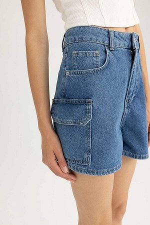 Джинсовые шорты Mom Fit с высокой талией, 100% хлопок