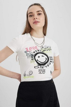 Cool SmileyWorld Облегающая футболка с короткими рукавами и принтом