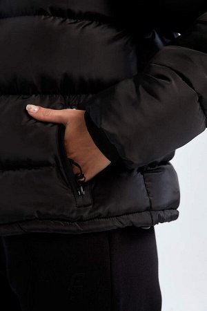 Водоотталкивающая ветрозащитная укороченная куртка-пуховик DeFactoFit стандартного кроя