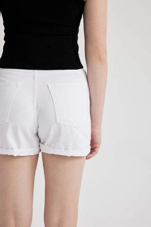 Джинсовые шорты Mom Fit с высокой талией и складками до щиколотки, 100 % хлопок