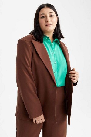 DF Plus Size Классический пиджак Текстурированный пиджак с воротником большого размера