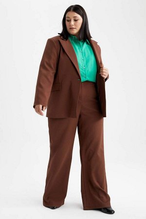 DF Plus Size Классический пиджак Текстурированный пиджак с воротником большого размера