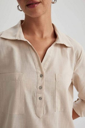 Рубашка стандартного кроя из 100% хлопка с длинными рукавами