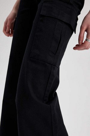 Широкие брюки карго из габардина 100 % хлопка