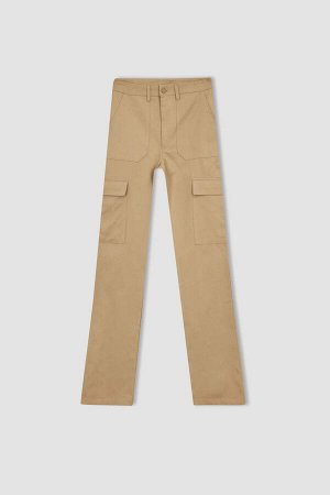 Длинные габардиновые брюки карго из 100 % хлопка