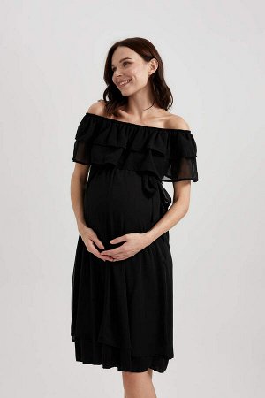 Платье миди для беременных с коротким рукавом