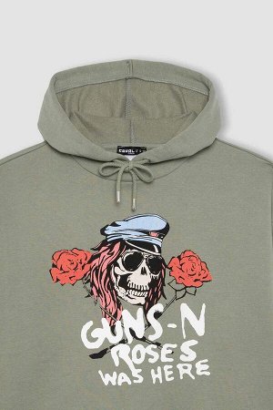 Плотный свитшот оверсайз с капюшоном Cool Guns N' Roses