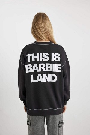 Толстый свитшот Cool Barbie Oversize с круглым вырезом и принтом на спине